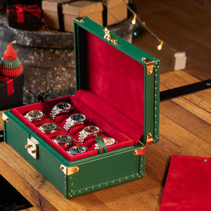 Customizable Genuine Leather Travel Box Trunk for Men's &amp; Women's <strong>Watches</strong> Square Shape <strong>Display</strong> Storage for 8 <strong>Watches</strong> - Product Image 1