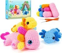 2025 nouveau chaud KIVA adultes enfants démarreurs débutants facile Animal bleu Axolot Polyester fil de coton tricot Crochet Kit bricolage jouets
