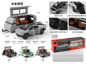 EPTダイキャストモデルカー1:32 Tサイバートラックピックアップサウンドとライトプルバックドアオープン装飾金属モデルカーおもちゃ - Product Image 6