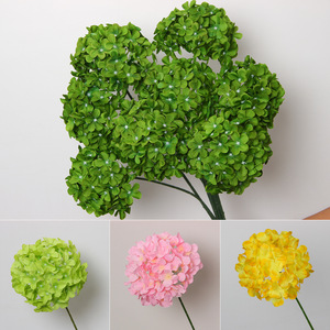Hydrangea Artificiel à Branche Unique en Soie PU et Tissu, Style Français Moderne, Décoration Murale Extérieure - Product Image 1