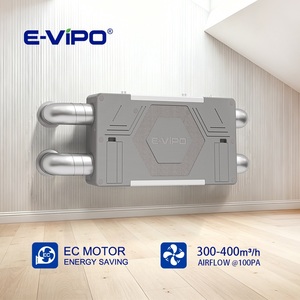 Système de ventilation à récupération de chaleur VMC <span class=keywords><strong>double</strong></span> flux E-VIPO monté au plafond avec boîtier EPP 300M3 400M3 HRV ERV pour la maison, automatisation CO2 RH - Product Image 1