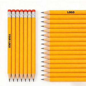 Crayon en bois HB personnalisé avec logo pour le bureau et l'école, avec gomme intégrée, vente en gros - Product Image 1