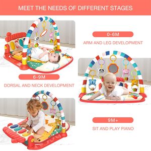 Tapis d'éveil musical pour bébé avec piano à pédales, jouet d'activités en coton pour tout-petits, arche de fitness, tapis de jeu doux pour nouveau-né - Product Image 2