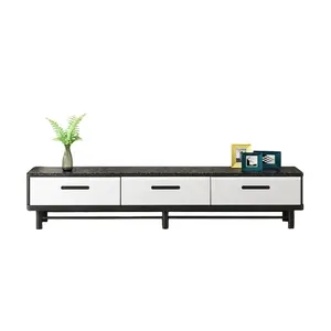 Home Living Room Furniture MDF Designs Black and White Storage Luxury Marble Modern Tv Stand