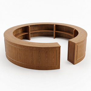 Barra de <span class=keywords><strong>Bar</strong></span> Redonda Grande de Roble de 4.8m, Mesa de <span class=keywords><strong>Bar</strong></span> Modular de Madera Sólida con Montaje sin Herramientas para Alquiler en Bodas, Eventos y Fiestas - Product Image 2