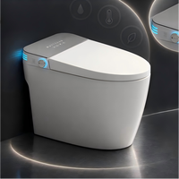 WC intelligent entièrement automatique en céramique avec capteur de pied, chasse d'eau, siège chauffant, télécommande, bidet intelligent monobloc