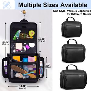 Sac de toilette de voyage suspendu de grande taille, qualité supérieure, imperméable avec fermeture éclair, pour hommes et femmes, organiseur de maquillage et de cosmétiques - Product Image 3