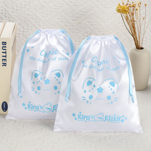 Bolsa de Satén Blanca con Cordón, Personalizable con Logotipo, para Empacar Pelucas, Sombreros, Ropa, Bolsa de Seda para Regalos, Venta al por Mayor OEM/ODM - Product Image 1