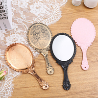 Miroir de maquillage portable rétro en plastique ABS, personnalisable avec logo, vente en gros d'usine