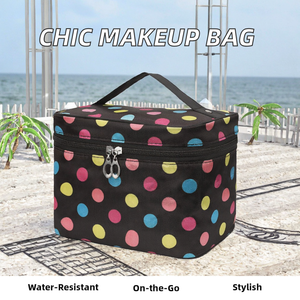 Trousse de Maquillage Portable en Polyester Durable Grande Capacité avec Fermeture Éclair Pliable Tendance Écologique Imperméable pour - Product Image 3