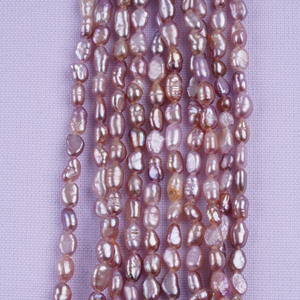 Perles d'eau douce baroques naturelles blanches 18cm 3-4mm, brillantes des deux côtés, semi-finies pour collier et bracelet DIY, trou horizontal, Wenchi - Product Image 4
