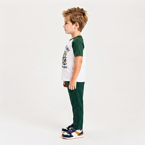Ensemble décontracté deux pièces pour garçons : T-shirt imprimé raglan 95 % coton et pantalon – Vente en gros, personnalisation OEM/ODM, directement de l'usine - Product Image 4