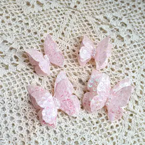 Vente en gros de décoration de gâteau au four Plugin de gâteau papillon en perles tridimensionnelles pour gâteau de fête de mariage d'anniversaire