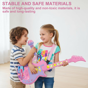 Guitare musicale pour enfants avec microphone, lumières cool et musique, <span class=keywords><strong>populaire</strong></span> pour les garçons et les filles, guitare karaoké - Product Image 2