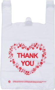 Sacs à provisions en plastique très solides avec poignées pour les petites entreprises-Design «Merci» - Product Image 5
