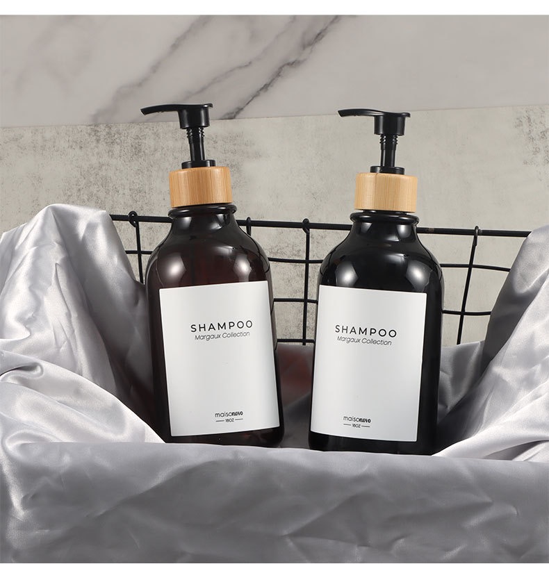 custom labels plastic soap pump bottle soap dispenser bottle liquid soap bottle with bamboo holder