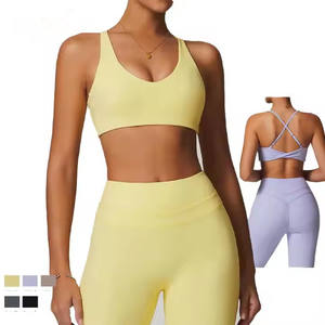 Conjunto de Yoga para Mujer, 2 Piezas, sin Costuras, Top Deportivo con Cuello Halter y <span class=keywords><strong>Leggings</strong></span>, Ropa Deportiva para Gimnasio - Product Image 3