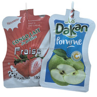 Sachets en plastique en aluminium de 200ml pour boisson liquide avec paille Emballage pour machine de remplissage de jus jetable Sachet debout à bec verseur
