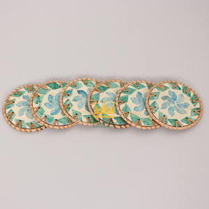 Posavasos Modernos de Ratán con Incrustaciones de Madreperla, Ecológicos, para Bebidas, Vajilla Natural para el Hogar y la Mesa - Product Image 2