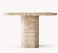Table de restaurant Vitolo, table à manger rectangulaire sculptée, mobilier de salon, table à manger en travertin