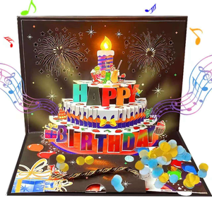 <span class=keywords><strong>Carte</strong></span> d'anniversaire créative 3D avec gâteau pop-up, lumières musicales colorées et fonction d'éclairage magnétique pour créer des vœux chaleureux - Product Image 4