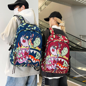 กระเป๋าเป้สะพายหลังนักเรียนลายฉลามสีสันสดใส กันน้ำ น้ำหนักเบา พิมพ์ลายการ์ตูน ขนาดใหญ่ จุของได้เยอะ  แบบสะพายสองข้าง  ทันสมัย  สามารถปรับแต่งได้ - Product Image 4