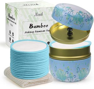 Dischetti per la pulizia del viso in cotone di bambù organico al 100% dischetti in cotone riutilizzabili per la rimozione del trucco tondi lavabili per il viso con supporto per scatola di metallo - Product Image 4