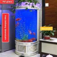 Aquarium semi-circulaire européen 2026 avec pompes à eau, filtration humide et sèche, éclairage LED et meuble en bois