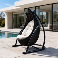 Fauteuil suspendu en rotin tressé pour extérieur avec support métallique, coussin imperméable, siège individuel, balançoire de jardin
