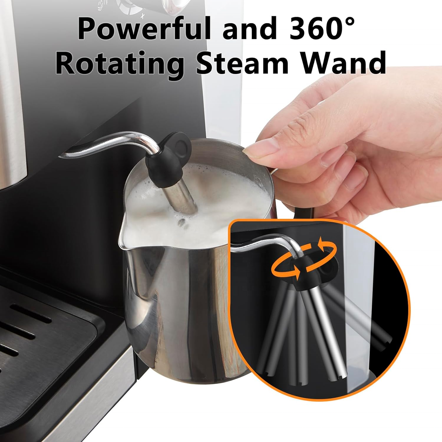 Household Semi-automatic 1.5l Espresso Coffee Machine & Milk