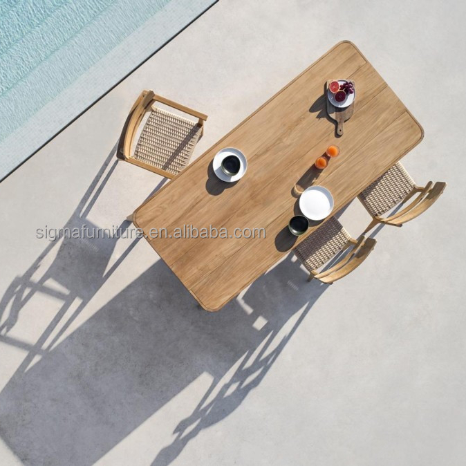 Modern Furniture Armchair Outdoor Use Solid Teak Wood Frame High End Dining Chair