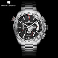Herren Bestseller Automatische Mechanische Chronograph-Uhr, 316L Edelstahl-Armband Tachymeter Sportuhr mit Individuellem Logo O