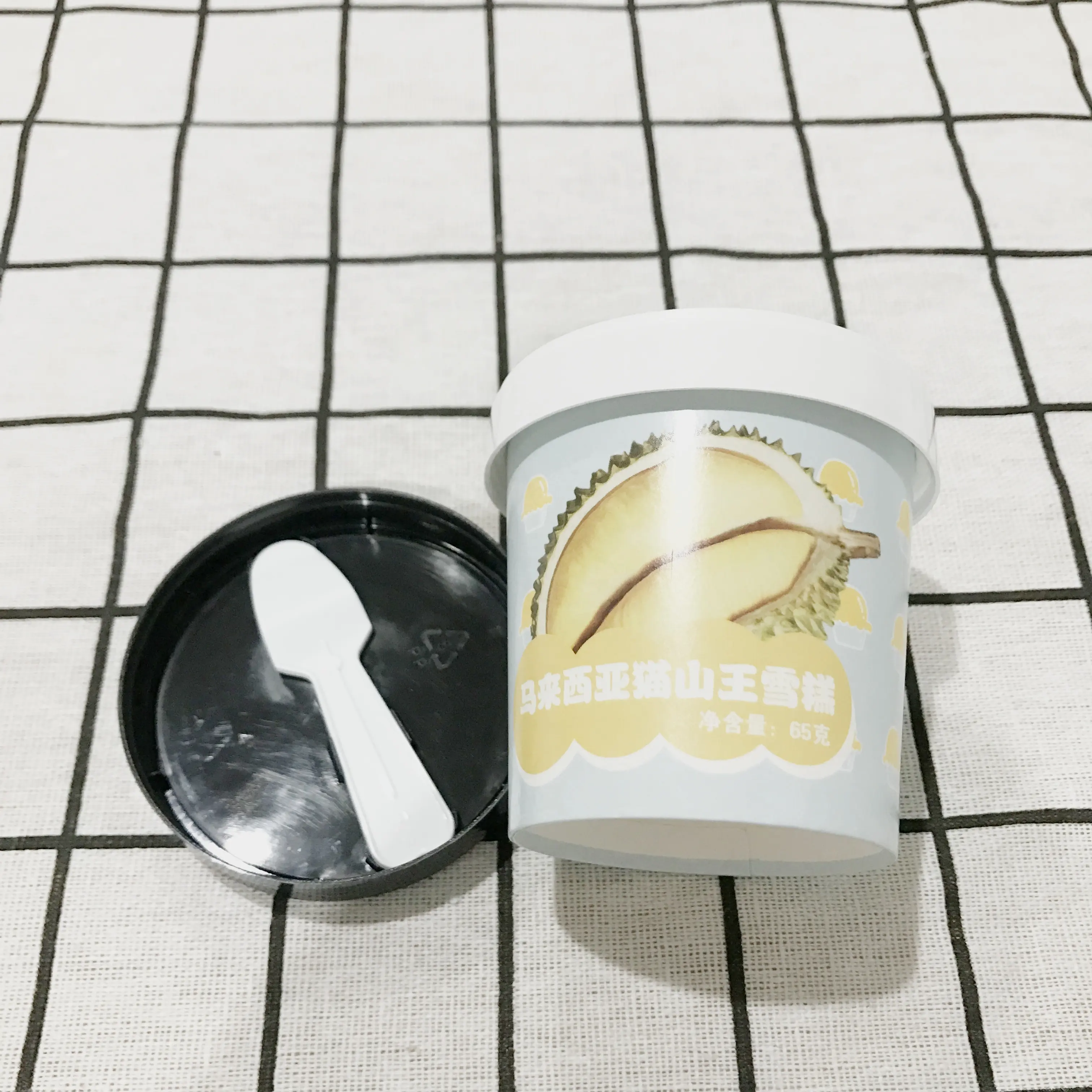 Taza de papel de helado con tapa de papel y cuchara, vaso de papel de helado personalizado, 3oz