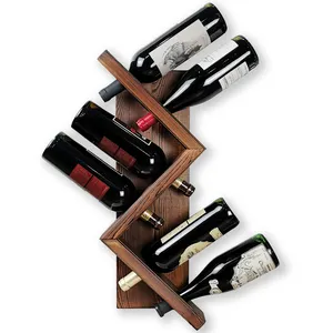 بالجملة حامل عرض للزجاجات قابل للتخصيص حامل خشبي للنبيذ من الخيزران يثبت على الحائط حامل تخزين للنبيذ