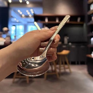 Japanese Style Embossed Hammered Stainless Steel Dinner Spoon Long Handle Western Tableware For Main Course Party Use - Product Image 2