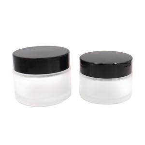 Wholesale Cosmetic 5g 10g 50g 100g clear <b>Glass</b> Jar with Black Lid - Product Image 2