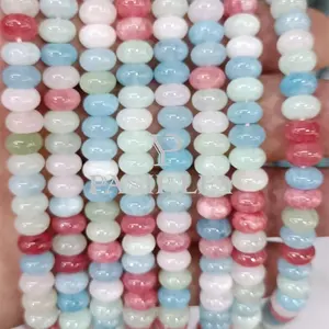 Pasirley 5x8mm Dyed Jade Gemstone Rondelle Spacer Beads Abacus Beads for Crystal Healing Quartz Stone Jewelry Making
