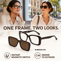 Lunettes de soleil œil de chat bicolores haut de gamme avec monture marron, système de clip magnétique, charnière renforcée, protection UV400, OEM ODM, vente en gros