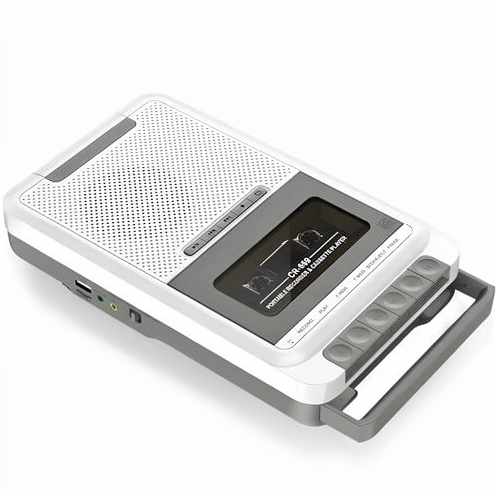 Cassette Player Recorder Converter Auto Reverse Record Cassettes/USB/SD Card Via Mic Portable MP3 Player Retractable Handle