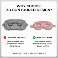 Masque de sommeil 3D profilé en soie de mûrier 100% 16mm, occultant, sans pression, avec logo personnalisé, pour voyage et sieste, vente en gros