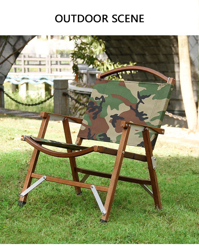 3KG Outdoor Wooden Chair With Arm Rest Odm Aluminum Kermit Adjustable Height Camping