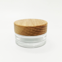 Pot en verre vide de 30 ml pour crème cosmétique, pot en verre givré transparent avec couvercle à vis en bois