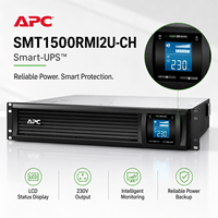 APC SMT1500RMI2U-CH 1500VA/1000W UPS Rak, Online Interaktif Gelombang Sinus Murni dengan AVR untuk Pusat Data & Rak Server