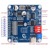 Reproductor de Música MP3 de 20W con Descarga USB, Módulo de Voz Programable de 8MB, Combinación con Salida de 12V, Chip Amplificador de 10 Vías para la Industria