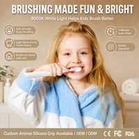 Brosse à dents lumineuse pour enfants avec lumière LED blanche 3 en 1, amusante et vérification buccale et brossage des dents, brosse à dents pour enfants avec lumière