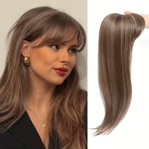 Cheveux Toppers pour femmes <span class=keywords><strong>avec</strong></span> des morceaux de cheveux amincissants 18 pouces couverture moelleux vaporeux Bangs postiche - Product Image 3
