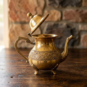 Vintage Brass <b>Tea</b> Pot With Lid And Handle Ornate Design Metal <b>Kettle</b> Water Pots & <b>Kettles</b> - Product Image 2