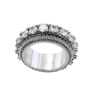 R013 rotatif hommes laiton CZ or argent couleur cubique Zircon anneau glacé <span class=keywords><strong>mode</strong></span> Hip Hop <span class=keywords><strong>bijoux</strong></span> - Product Image 5