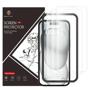 Protetor de tela de vidro temperado para celular Easy Fit 6d Instalação automática inquebrável HD 9h livre de poeira 21 D para iphone