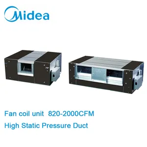 Midea central air conditioner fcu 1200CFM High Static Pressure Duct Low noise 3-speed fan motor fan coil unit for Super markets